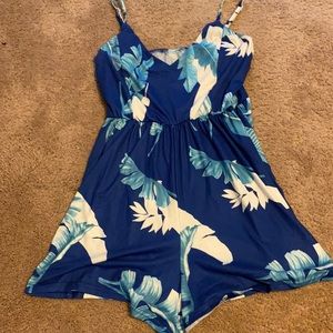 Floral blue and white romper